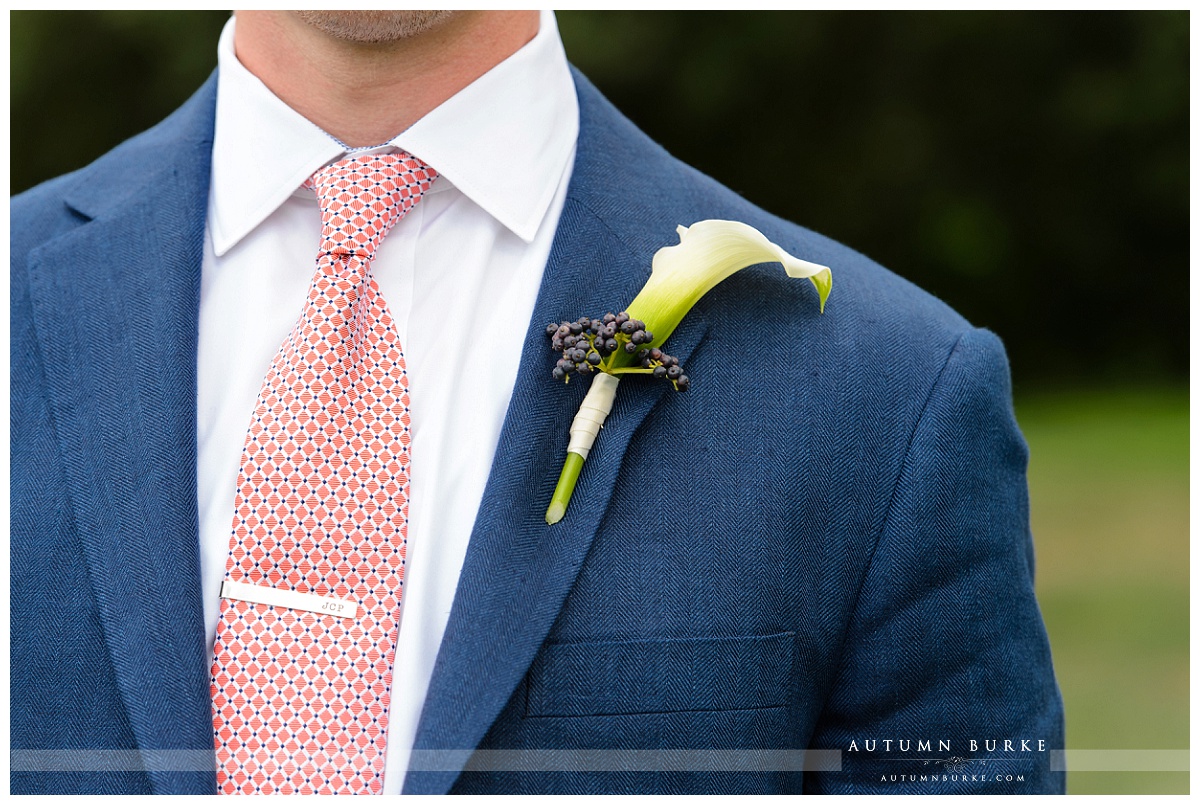 colorado wedding country club cherry creek denver  boutonniere tie groom