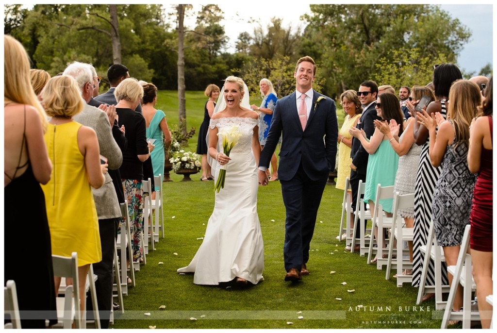 country club wedding ceremony denver colorado cherry creek bride and groom just married