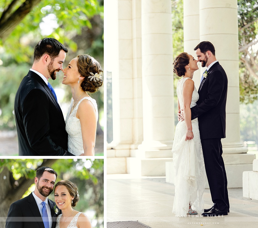 bride and groom portraits city park colorado downtown denver columns