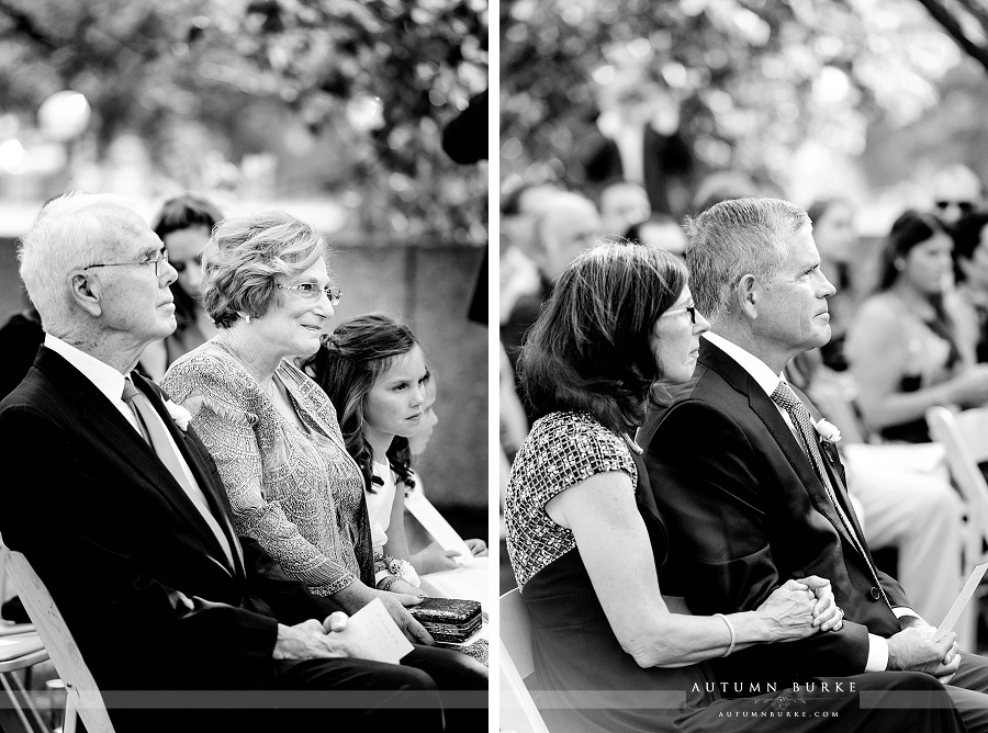 denver art museum wedding ceremony colorado parents of the bride parents of the groom watching vows