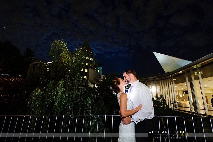 denver art museum wedding downtown denver colorado bride and groom at night