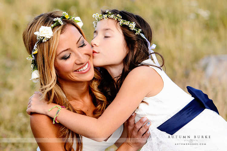 wild horse inn winter park wedding bride and flower girl daughter