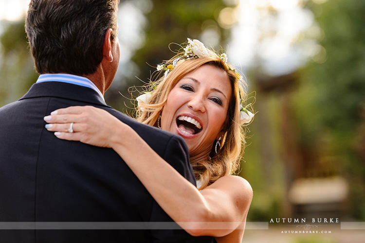 wild horse inn winter park wedding bride laughing joy dance colorado mountain