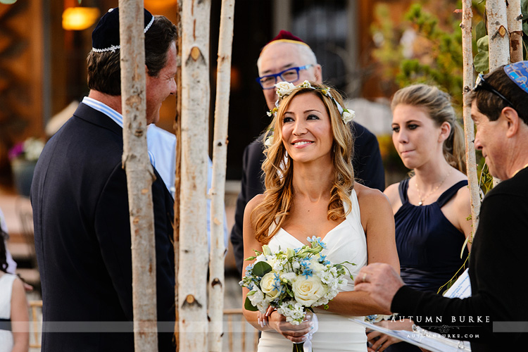 wild horse inn winter park colorado mountain wedding ceremony bride and groom