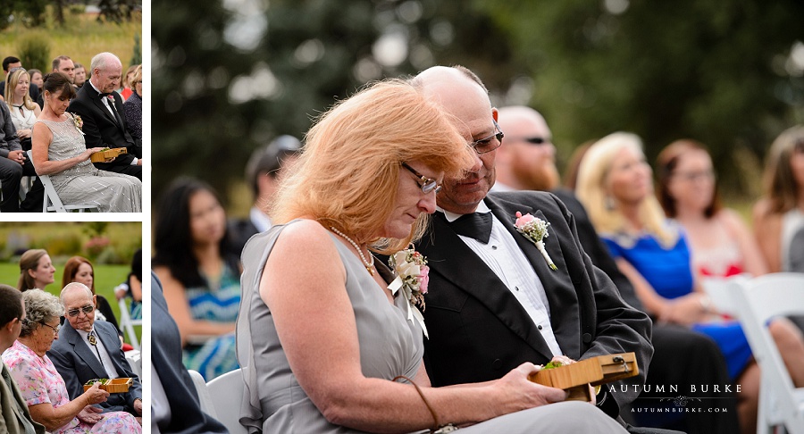 denver colorado wedding ceremony ring blessing chatfield botanic gardens bride and groom parents