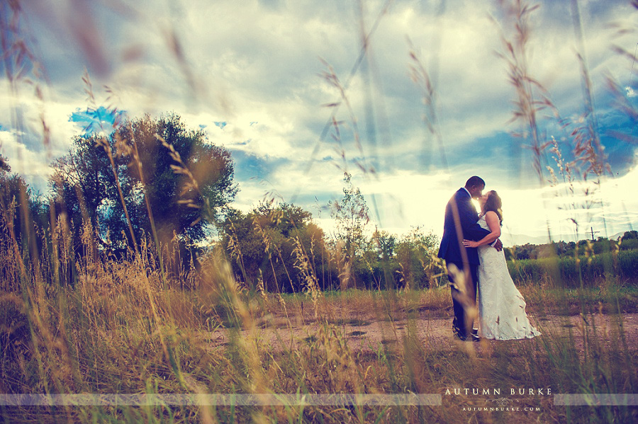 denver colorado wedding couple outdoors bride and groom field