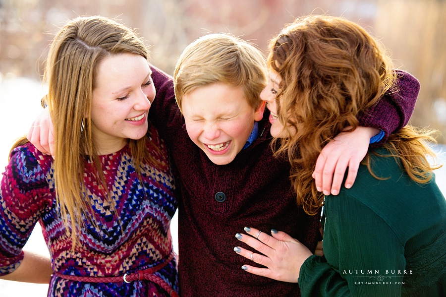 colorado family portrait session winter holiday siblings brother and sisters 