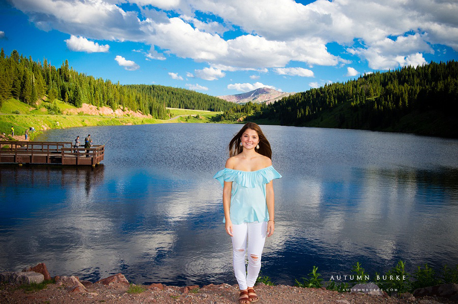 colorado high school senior portrait mountains lake vail