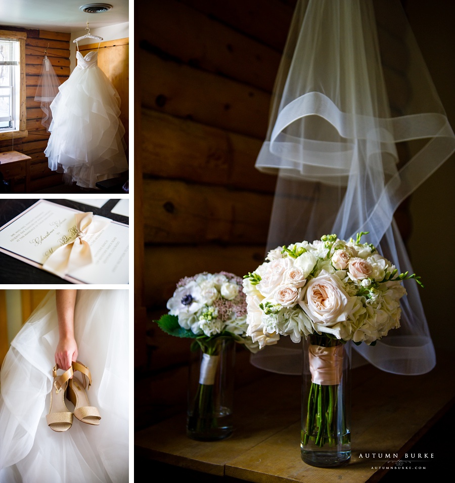 colorado wedding details, wedding bouquet, wedding stationery, wedding dress, blush and champagne