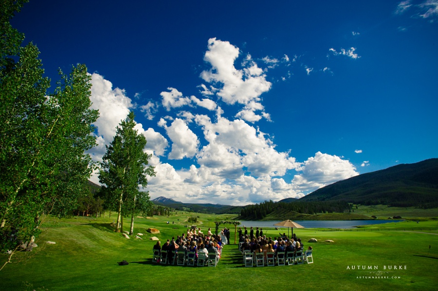 keystone ranch wedding ceremony colorado bluebird skies