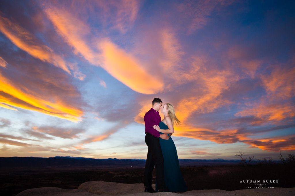 colorado engagement session sunset sky daniels park