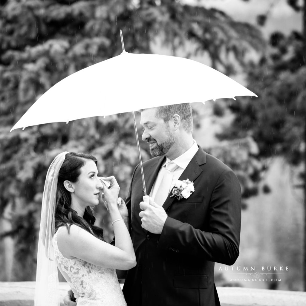 black and white colorado wedding winter park first look bride and groom