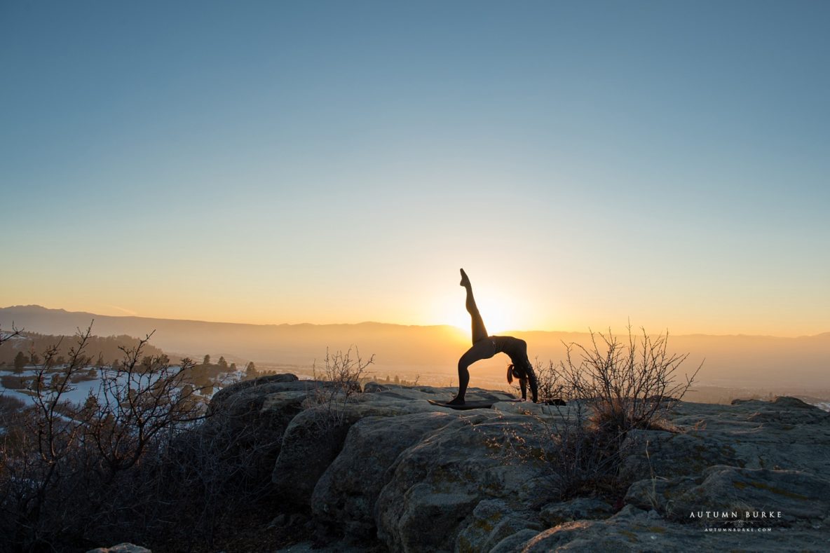 sunset silhouette colorado yogi portrait